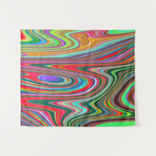Trippy Red, Green and Blue Abstract Groovy Art Wandkleed (Voorkant (horizontaal))