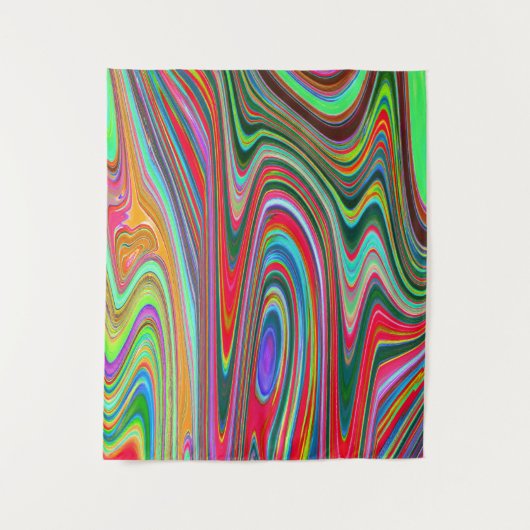 Trippy Red, Green and Blue Abstract Groovy Art Wandkleed (Voorkant)