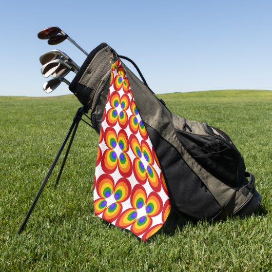 Trippy Regenboem Bloemen Golfhanddoek (Groen)
