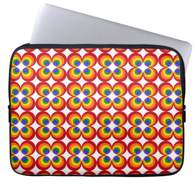 Trippy Regenboem Bloemen Laptop Sleeve (Voorkant)
