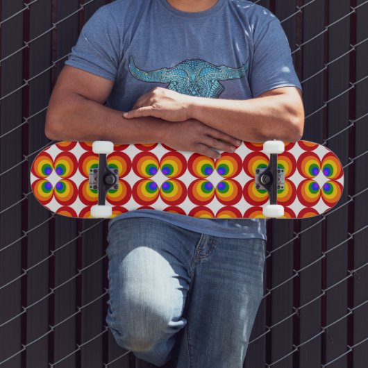 Trippy Regenboem Bloemen Persoonlijk Skateboard (Buiten 3)