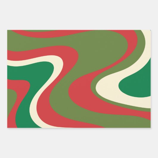 Trippy Retro 60s 70s die Abstracte Kerstmis rondzw Inpakpapier Vel (Voorkant 2)