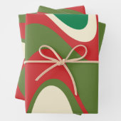 Trippy Retro 60s 70s die Abstracte Kerstmis rondzw Inpakpapier Vel (In situ)