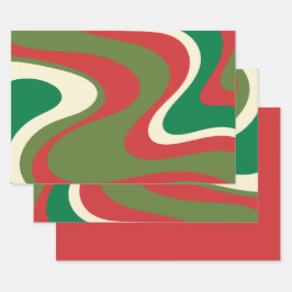 Trippy Retro 60s 70s die Abstracte mas Rood ruilen Inpakpapier Vel