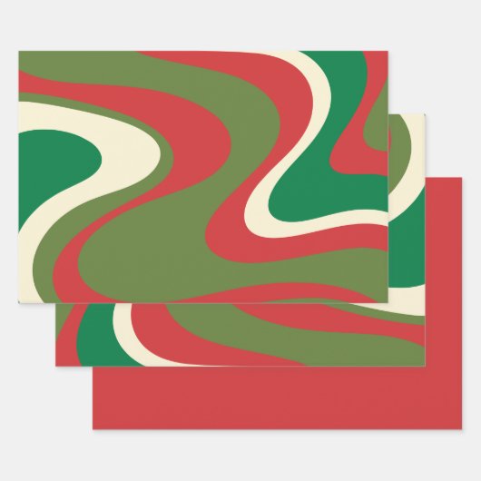 Trippy Retro 60s 70s die Abstracte mas Rood ruilen Inpakpapier Vel (Set)