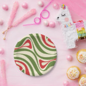 Trippy Retro Abstract Swirl-kerstpatroon Papieren Bordje (Feest)