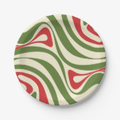 Trippy Retro Abstract Swirl-kerstpatroon Papieren Bordje (Voorkant)