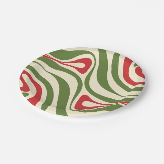Trippy Retro Abstract Swirl-kerstpatroon Papieren Bordje (Gekanteld)