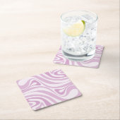 Trippy Retro Abstract Swirl Pattern Lila Pastel Kartonnen Onderzetters (Insitu)