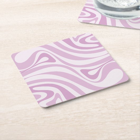 Trippy Retro Abstract Swirl Pattern Lila Pastel Kartonnen Onderzetters (Schuin)