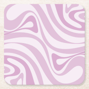 Trippy Retro Abstract Swirl Pattern Lila Pastel Kartonnen Onderzetters
