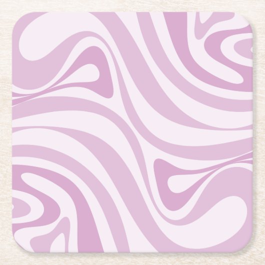 Trippy Retro Abstract Swirl Pattern Lila Pastel Kartonnen Onderzetters (Voorkant)