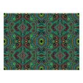 Trippy Retro Black and Lime Green Abstract Pattern Foto Afdruk (Voorkant)