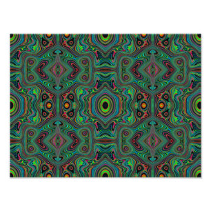 Trippy Retro Black and Lime Green Abstract Pattern Foto Afdruk
