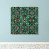 Trippy Retro Black en Lime Green Abstract Patroon Canvas Afdruk (Insitu (Houten vloer))