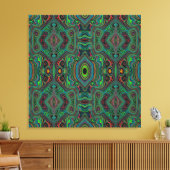 Trippy Retro Black en Lime Green Abstract Patroon Canvas Afdruk (Insitu (Woonkamer))