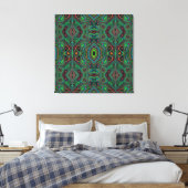 Trippy Retro Black en Lime Green Abstract Patroon Canvas Afdruk (Insitu (Slaapkamer))