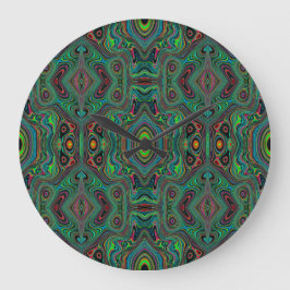 Trippy Retro Black en Lime Green Abstract Patroon Grote Klok