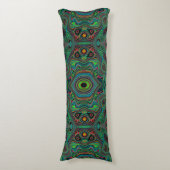 Trippy Retro Black en Lime Green Abstract Patroon Lichaamskussen (Voorkant Verticaal)