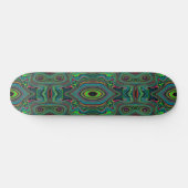 Trippy Retro Black en Lime Green Abstract Patroon Persoonlijk Skateboard (Horizontaal)
