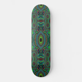 Trippy Retro Black en Lime Green Abstract Patroon Persoonlijk Skateboard