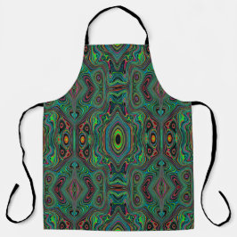 Trippy Retro Black en Lime Green Abstract Patroon Schort