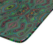 Trippy Retro Black en Lime Green Abstract Patroon Snijplank (Hoek)