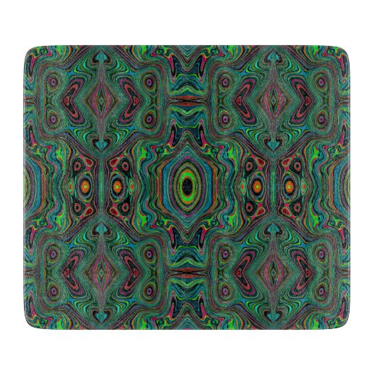 Trippy Retro Black en Lime Green Abstract Patroon Snijplank (Voorkant)