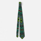 Trippy Retro Black en Lime Green Abstract Patroon Stropdas (Achterkant)