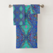 Trippy Retro Blauwe en Rode Abstracte Vlinder