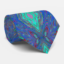 Trippy Retro Blauwe en Rode Abstracte Vlinder