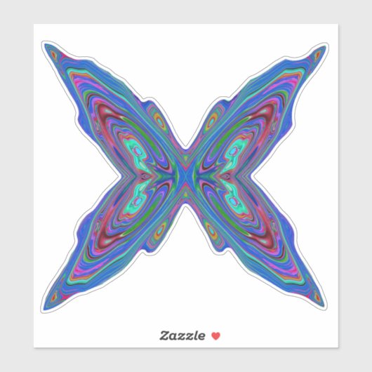Trippy Retro Blue en Red Abstracte Butterfly Sticker (Vel)