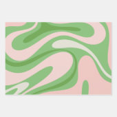 Trippy Retro Boho Abstracte Patronen Groen en Roze Inpakpapier Vel (Voorkant 3)