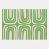 Trippy Retro Boho Abstracte Patronen Groen en Roze Inpakpapier Vel (Voorkant 2)
