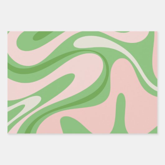 Trippy Retro Boho Abstracte Patronen Groen en Roze Inpakpapier Vel (Voorkant)