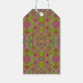 Trippy Retro Chartreuse Magenta Abstract Patroon Cadeaulabel