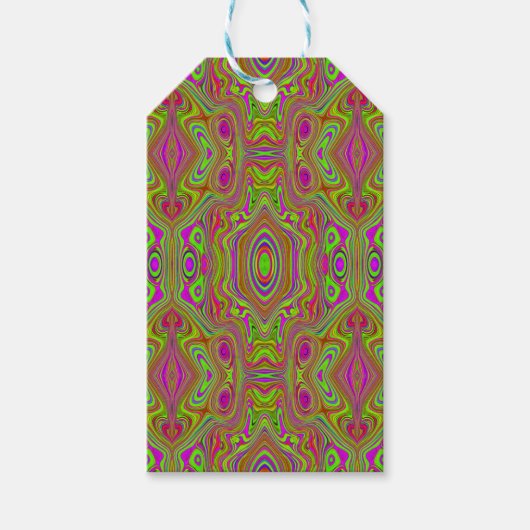 Trippy Retro Chartreuse Magenta Abstract Patroon Cadeaulabel (Voorkant)