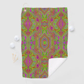 Trippy Retro Chartreuse Magenta Abstract Patroon Golfhanddoek (Insitu)