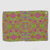 Trippy Retro Chartreuse Magenta Abstract Patroon Golfhanddoek (Horizontaal)