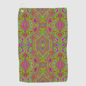 Trippy Retro Chartreuse Magenta Abstract Patroon Golfhanddoek (Voorkant)