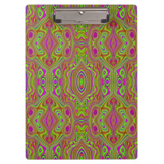 Trippy Retro Chartreuse Magenta Abstract Patroon Klembord (Voorkant)