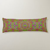 Trippy Retro Chartreuse Magenta Abstract Patroon Lichaamskussen (Achterkant)