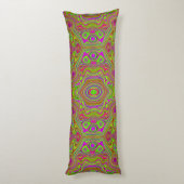 Trippy Retro Chartreuse Magenta Abstract Patroon Lichaamskussen (Achterkant (Verticaal))