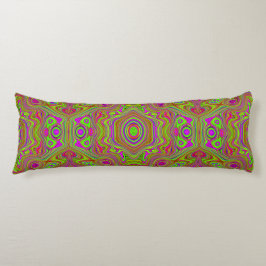 Trippy Retro Chartreuse Magenta Abstract Patroon Lichaamskussen