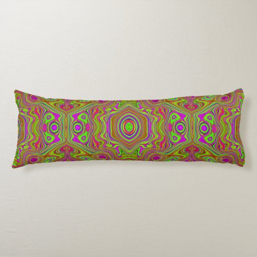 Trippy Retro Chartreuse Magenta Abstract Patroon Lichaamskussen (Voorkant)