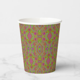 Trippy Retro Chartreuse Magenta Abstract Patroon Papieren Bekers