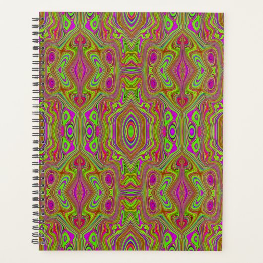 Trippy Retro Chartreuse Magenta Abstract Patroon Planner (Voorkant)