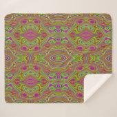Trippy Retro Chartreuse Magenta Abstract Patroon Sherpa Deken (Voorkant (horizontaal))