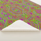 Trippy Retro Chartreuse Magenta Abstract Patroon Sherpa Deken (3/4)
