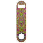 Trippy Retro Chartreuse Magenta Abstract Patroon Speed Flessenopener (Achterkant)